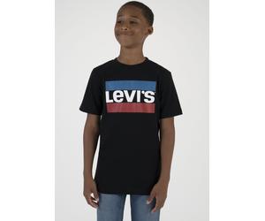 T-Shirt LEVI'S KIDS "LVB SPORTSWEAR LOGO TEE", Jungen, Gr. 16/176, schwarz, Single Jersey, Obermaterial: 100% Baumwolle, bedruckt, Basic schmal hüftlang, Rundhals, Shirts T-Shirt, for BOYS (78821167-1