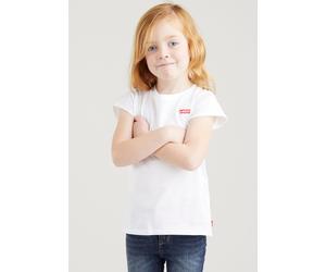T-Shirt LEVI'S KIDS "LVG BATWING CHEST HIT TEE", Mädchen, Gr. 10/140, weiß, Jersey, Obermaterial: 60% Baumwolle, 40% Polyester, bedruckt, Basic schmal hüftlang, Rundhals, abgesteppte Kante, Shirts T-S