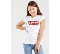 T-Shirt LEVI'S KIDS "LVG BATWING TEE", Mädchen, Gr. 8/128 (134), rot (weiß, rot), Jersey, Obermaterial: 60% Baumwolle, 40% Polyester, bedruckt, Basic schmal hüftlang, Rundhals, abgesteppte Kante, Shir