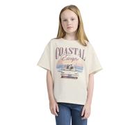 T-Shirt LEVI'S KIDS "LVG COASTAL GIRLS SS TEE", Mädchen, Gr. 8 (128), antique weiß, Jersey, Obermaterial: 60% Baumwolle, 40% Polyester, bedruckt, normal hüftbedeckend, Rundhals, Shirts T-Shirt, for Gi