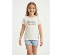 T-Shirt LEVI'S KIDS "LVG OMBRE BATWING SS TEE", Mädchen, Gr. 6 (116), weiß (antique weiß), Jersey, Obermaterial: 60% Baumwolle, 40% Polyester, bedruckt, normal hüftbedeckend, Rundhals, Shirts T-Shirt,