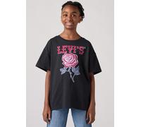 T-Shirt LEVI'S KIDS "LVG OVERSIZED WESTERN ROSES TEE", Mädchen, Gr. 8 (128), schwarz (jet schwarz), Single Jersey, Obermaterial: 100% Baumwolle, bedruckt, oversize hüftbedeckend, Rundhals, Shirts T-Sh