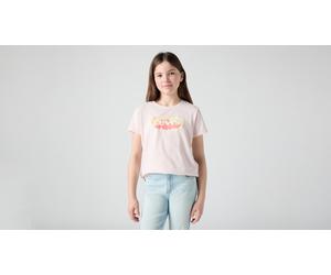 T-Shirt LEVI'S KIDS "LVG STRAWBERRY SS BATWING TEE", Mädchen, Gr. 10 (140), crystal pink, Jersey, Obermaterial: 60% Baumwolle, 40% Polyester, bedruckt, regular fit normal, Rundhals, Shirts T-Shirt, mi