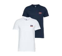 T-Shirt LEVI'S "LE 2PK CREWNECK GRAPHIC", Herren, Gr. S, blau (weiß, marineblaus), Obermaterial: 100% Baumwolle, Shirts T-Shirt (85096060-S) weiß, marineblaus