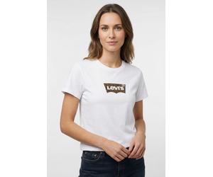 T-Shirt LEVI'S "LSE THE PERFECT TEE", Damen, Gr. L (40), weiß (lse batwing leopard weiß), Jersey, Obermaterial: 100% Baumwolle, bedruckt, figurumspielend hüftlang, Rundhals, Shirts T-Shirt, mit Logo P