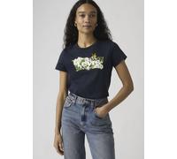 T-Shirt LEVI'S "LSE THE PERFECT TEE", Damen, Gr. M (38), daisy bw navy blazer, Jersey, Obermaterial: 100% Baumwolle, figurumspielend hüftlang, Rundhals, Shirts T-Shirt, mit Logodruck (54889527-M) dais