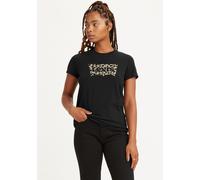 T-Shirt LEVI'S "LSE THE PERFECT TEE", Damen, Gr. XL (42), schwarz (bw leopard caviar), Jersey, Obermaterial: 100% Baumwolle, bedruckt, figurumspielend hüftlang, Rundhals, Shirts T-Shirt, mit Logo Prin