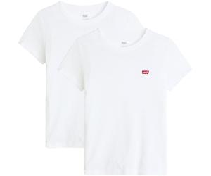 T-Shirt LEVI'S "Mini-Logo", Damen, Gr. XL, weiß und weiß, Jersey, Obermaterial: 100% Baumwolle, Basic, figurbetont normal, Rundhals, abgesteppt, Shirts T-Shirt, mit kleiner Markenlogo-Stickerei auf de