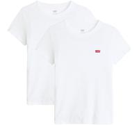 T-Shirt LEVI'S "Mini-Logo", Damen, Gr. XL, weiß (weiß und weiß), Jersey, Obermaterial: 100% Baumwolle, Basic, figurbetont normal, Rundhals, abgesteppt, Shirts T-Shirt, mit kleiner Markenlogo-Stickerei
