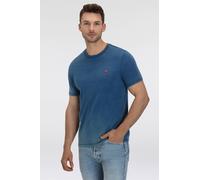 T-Shirt LEVI'S "ORIGINAL HM TEE", Damen, Gr. M, blau (true indigo), Jersey, Obermaterial: 100% Baumwolle, normal hüftbedeckend, Rundhals, Rippbündchen, Shirts T-Shirt, mit Logo Print (16272118-M)