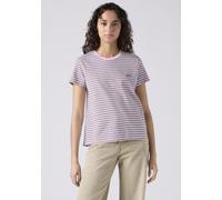 T-Shirt LEVI'S "PERFECT TEE", Damen, Gr. M (38), rosa (coriander stripe fragrant lila), Single Jersey, Obermaterial: 100% Baumwolle, gestreift, figurbetont normal, Rundhals, Shirts T-Shirt, mit kleine