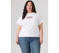 T-Shirt LEVI'S PLUS "PERFECT TEE", Damen, Gr. XL (46/48), pl serif stud outline hellweiß, Jersey, Obermaterial: 100% Baumwolle, bequem normal, Rundhals, Shirts T-Shirt, Figurumspielende Passform (6391