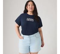 T-Shirt LEVI'S PLUS "PERFECT TEE", Damen, Gr. XL (46/48), pl serif stud outline navy blazer, Jersey, Obermaterial: 100% Baumwolle, bestickt, bequem normal, Rundhals, Shirts T-Shirt, Figurumspielende P