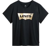 T-Shirt LEVI'S PLUS "PERFECT TEE", Damen, Gr. XXL (50/52), glitter foil w mineral schwarz, Jersey, Obermaterial: 100% Baumwolle, bequem normal, Rundhals, Shirts T-Shirt, Figurumspielende Passform (274