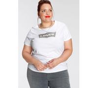 T-Shirt LEVI'S PLUS "PERFECT TEE", Damen, Gr. XXL (50/52), weiß w mineral schwarz, Jersey, Obermaterial: 100% Baumwolle, bequem normal, Rundhals, Shirts T-Shirt, Figurumspielende Passform (21202307-XX