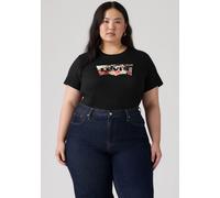 T-Shirt LEVI'S PLUS "PL PERFECT TEE", Damen, Gr. XL (46/48), mineral schwarz, Jersey, Obermaterial: 100% Baumwolle, figurumspielend normal, Rundhals, Shirts T-Shirt, Florales Batwing-Logo (62620348-XL
