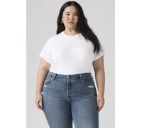 T-Shirt LEVI'S PLUS "PL PERFECT TEE", Damen, Gr. XXL (50/52), plus rhinestone sporty levi's hellweiß, Single Jersey, Obermaterial: 100% Baumwolle, figurumspielend normal, Rundhals, Shirts T-Shirt, App