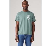 T-Shirt LEVI'S "SS RELAXED FIT TEE", Damen, Gr. L, grün (bi saddle up gd north atlantic), Jersey, Obermaterial: 100% Baumwolle, bedruckt, relaxed fit Po-bedeckend, Rundhals, Shirts T-Shirt, mit Logo D