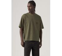 T-Shirt LEVI'S "SS WORKWEAR PKT TEE", Herren, Gr. M, grün (garry stripe grün heather), Jersey, Obermaterial: 100% Baumwolle, normal hüftbedeckend, Rundhals, Shirts T-Shirt, mit Brusttasche (75532239-M
