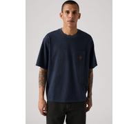 T-Shirt LEVI'S "SS WORKWEAR PKT TEE", Herren, Gr. S, blau (garry stripe blau heather), Jersey, Obermaterial: 100% Baumwolle, normal hüftbedeckend, Rundhals, Shirts T-Shirt, mit Brusttasche (53413368-S