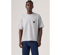 T-Shirt LEVI'S "SS WORKWEAR PKT TEE", Herren, Gr. XL, grau (silber heather gray), Jersey, Obermaterial: 100% Baumwolle, normal hüftbedeckend, Rundhals, Shirts T-Shirt, mit Brusttasche (74754031-XL) si