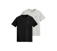 Levi's Herren T-Shirt 2er Pack - "Original Housemark Tee", Rundhals, Baumwolle Schwarz/Grau L