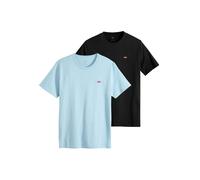 Levi's Herren T-Shirt 2er Pack - "Original Housemark Tee", Rundhals, Baumwolle Schwarz/Hellblau M