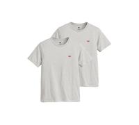 LEVIS Levi's Herren T-Shirt 2er Pack - "Original Housemark Tee", Rundhals, Baumwolle (TB_56605-2P) S Grau