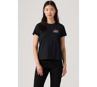 T-Shirt LEVI'S "THE PERFECT TEE", Damen, Gr. L (40), schwarz (serif chest rose anthrazit), Single Jersey, Obermaterial: 100% Baumwolle, normal, Rundhals, abgesteppt, Shirts T-Shirt, mit Batwing-Logopr