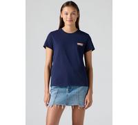 T-Shirt LEVI'S "THE PERFECT TEE", Damen, Gr. S (36), blau, Single Jersey, Obermaterial: 100% Baumwolle, normal, Rundhals, abgesteppt, Shirts T-Shirt, mit Batwing-Logoprint (71982439-S) blau
