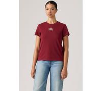 T-Shirt LEVI'S "THE PERFECT TEE", Damen, Gr. S (36), rot (emb rose bw warm cabernet), Single Jersey, Obermaterial: 100% Baumwolle, normal, Rundhals, abgesteppt, Shirts T-Shirt, mit Batwing-Logoprint (
