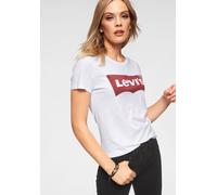T-Shirt LEVI'S "THE PERFECT TEE", Damen, Gr. XS (32), weiß (weiß, rot), Single Jersey, Obermaterial: 100% Baumwolle, bedruckt, figurumspielend hüftlang, Rundhals, Shirts T-Shirt, mit Logoprint (235914