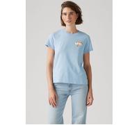 T-Shirt LEVI'S "THE PERFECT TEE", Damen, Gr. XS (34), blau (hellblau 0396), Single Jersey, Obermaterial: 100% Baumwolle, normal, Rundhals, abgesteppt, Shirts T-Shirt, mit Batwing-Logoprint (10486243-X