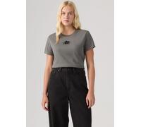 T-Shirt LEVI'S "THE PERFECT TEE", Damen, Gr. XS (34), grau (flock floral bw smoked pearl), Single Jersey, Obermaterial: 100% Baumwolle, normal, Rundhals, abgesteppt, Shirts T-Shirt, mit Batwing-Logopr