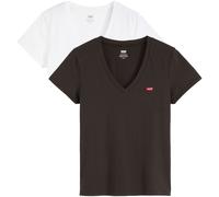 T-Shirt LEVI'S "VNECK TEE 2 PACK", Damen, Gr. M (38), weiß (2 pack v neck weiß, schwarz), Jersey, Obermaterial: 100% Baumwolle, Basic hüftlang, V-Ausschnitt, Shirts T-Shirt (46146925-M) 2 pack v neck