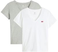 T-Shirt LEVI'S "VNECK TEE 2 PACK", Damen, Gr. XL (42), weiß (2 pack v neck weiß), Jersey, Obermaterial: 100% Baumwolle, Basic hüftlang, V-Ausschnitt, Shirts T-Shirt (32128460-XL) 2 pack v neck weiß
