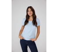 T-Shirt LIEBLINGSSTÜCK "CiaEp", Damen, Gr. S (36), blau (skyway), Jersey, Obermaterial: 100% Baumwolle, clean, unifarben, regular fit taillenbedeckt, Rundhals, Shirts T-Shirt, mit Logo-Print (60519368