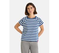 T-Shirt LIEBLINGSSTÜCK "TaraEP", Damen, Gr. XXL, schwarz denim, Single Jersey, Obermaterial: 100% Baumwolle, gestreift, hüftlang, Rundhals, Raglanärmel, Shirts T-Shirt, aus reiner Baumwolle, im Streif