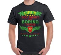 T-Shirt "Life`s too short for boring things!" Miami - LA - NY - London - Ibiza....Reggae Style Schwarz XL