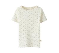 T-Shirt LIL' ATELIER "NMFGAGO SS SLIM TOP LIL NOOS", Mädchen, Gr. 104, coconut milk aop:small flower, Jersey, Obermaterial: 57% Baumwolle, 38% Lyocell, 5% Elasthan, bedruckt, slim fit normal, Rundhals