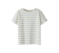 T-Shirt LIL' ATELIER "NMMKAIL SS TOP LIL NOOS", Jungen, Gr. 92, coconut milk stripes:zen blau, Jersey, Obermaterial: 95% Baumwolle, 5% Elasthan, gestreift, normal normal, Rundhals, Shirts T-Shirt, Bau