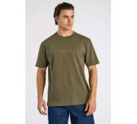 T-Shirt LINDBERGH, Damen, Gr. XXL, dusty army, Jersey, Obermaterial: 100% Baumwolle, bestickt, unifarben, oversize hüftbedeckend, Rundhals, Shirts T-Shirt, mit Stickerei auf der Brust (64548105-XXL) d