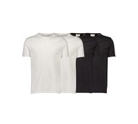 T-Shirt LINDBERGH, Herren, Gr. M, schwarz, weiß, Single Jersey, Obermaterial: 100% Baumwolle, unifarben, relaxed fit hüftbedeckend, Rundhals, Shirts T-Shirt, mit Rundhalsausschnitt im 4-er Pack (72613