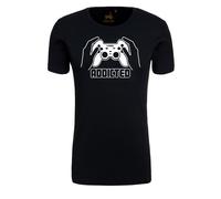 T-Shirt LOGOSHIRT "Addicted", Jungen, Gr. M, schwarz, 100% Baumwolle, bedruckt, normal, Rundhals, Shirts T-Shirt, mit trendigem Gaming-Print (29715949-M) schwarz