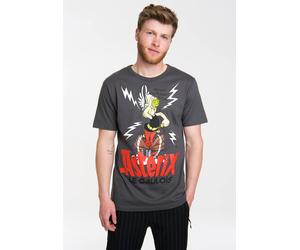 T-Shirt LOGOSHIRT "Asterix - Der Gallier", Herren, Gr. M, grau, 100% Baumwolle, bedruckt, normal, Rundhals, Shirts T-Shirt, mit Retro-Print (39360018-M) grau