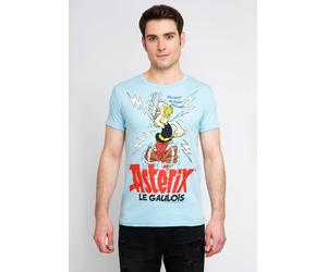 T-Shirt LOGOSHIRT "Asterix Le Gaulois", Herren, Gr. XXL, blau (hellblau), 100% Baumwolle, bedruckt, normal, Rundhals, Shirts T-Shirt, mit Asterix- und Zaubertrank-Print (90621612-XXL) hellblau