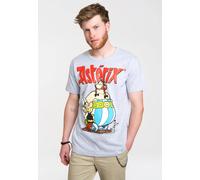 Logoshirt® Asterix der Gallier I Asterix, Obelix & Idefix I T-Shirt Print I Damen & Herren I kurzärmlig I grau-meliert I Lizenziertes Originaldesign I Größe L