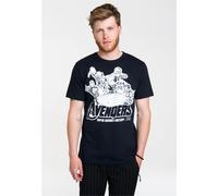 T-Shirt LOGOSHIRT "Avengers - Marvel - Heroes United", Damen, Gr. XS, schwarz (dunkelblau, weiß), 100% Baumwolle, bedruckt, normal, Rundhals, Shirts T-Shirt, mit auffälligem Print (53094238-XS) dunkel
