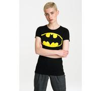 T-Shirt LOGOSHIRT "Batman", Damen, Gr. L, schwarz (schwarz, gelb), 100% Baumwolle, bedruckt, mehrfarbig, normal, Rundhals, Shirts T-Shirt, mit coolem Superhelden-Print (95315361-L) schwarz, gelb