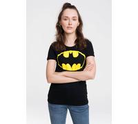 T-Shirt LOGOSHIRT "Batman-Logo", Damen, Gr. M, schwarz (schwarz, gelb), 100% Baumwolle, bedruckt, normal, Rundhals, Shirts T-Shirt, mit lizenziertem Originaldesign (35576505-M) schwarz, gelb